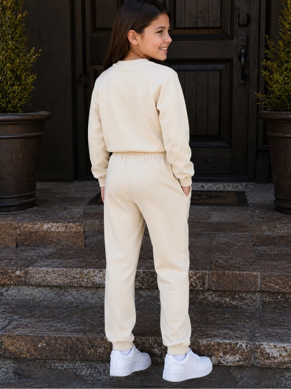 The Rolling Stones Girls 2Pc Sweatshirt Jogger Set Cream Size 10